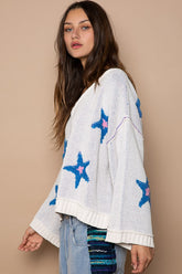 POL Long Sleeve Star Patch Sweater OutfitFlow